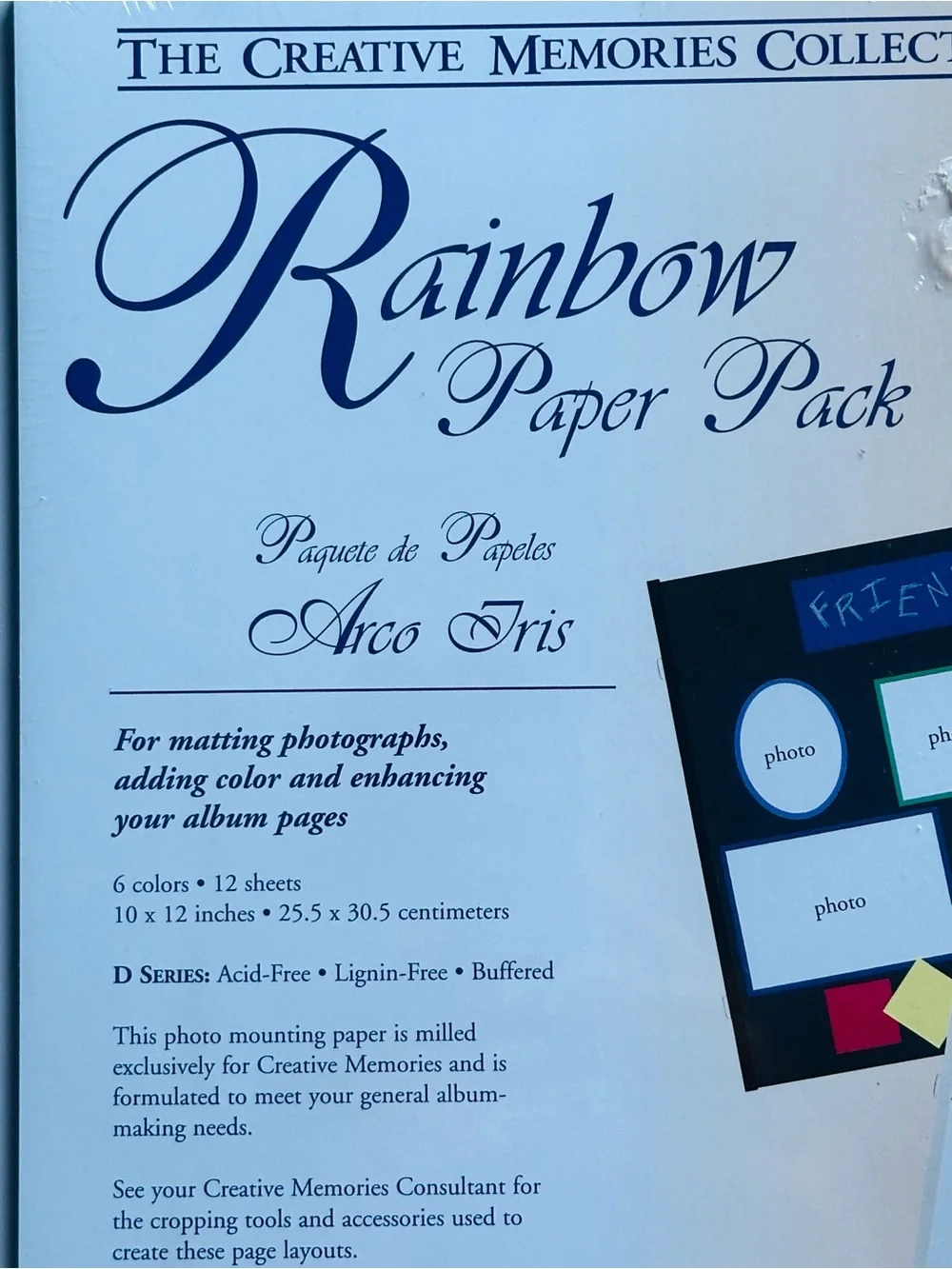 2002 RETIRED Creative Memories Rainbow Paper Pack PRIMARY COLORS